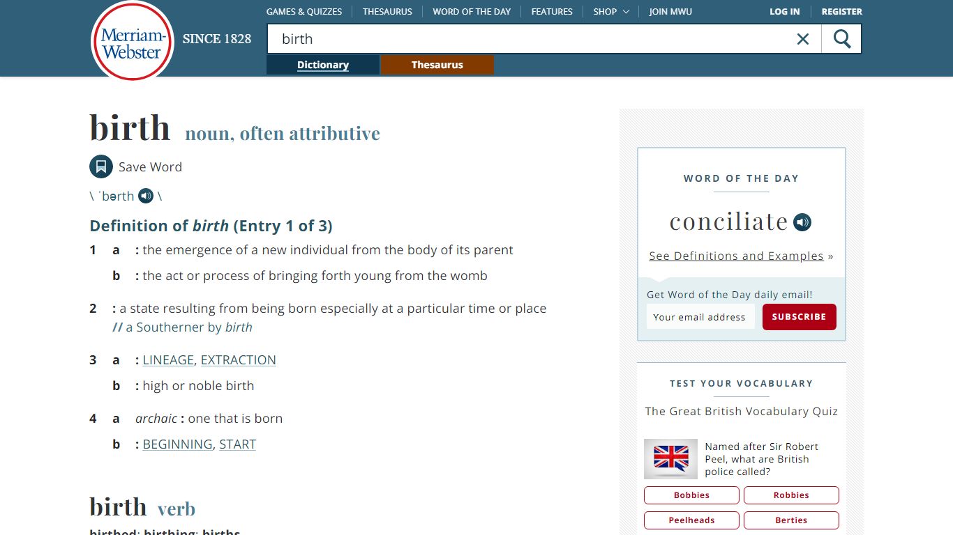 Birth Definition & Meaning - Merriam-Webster