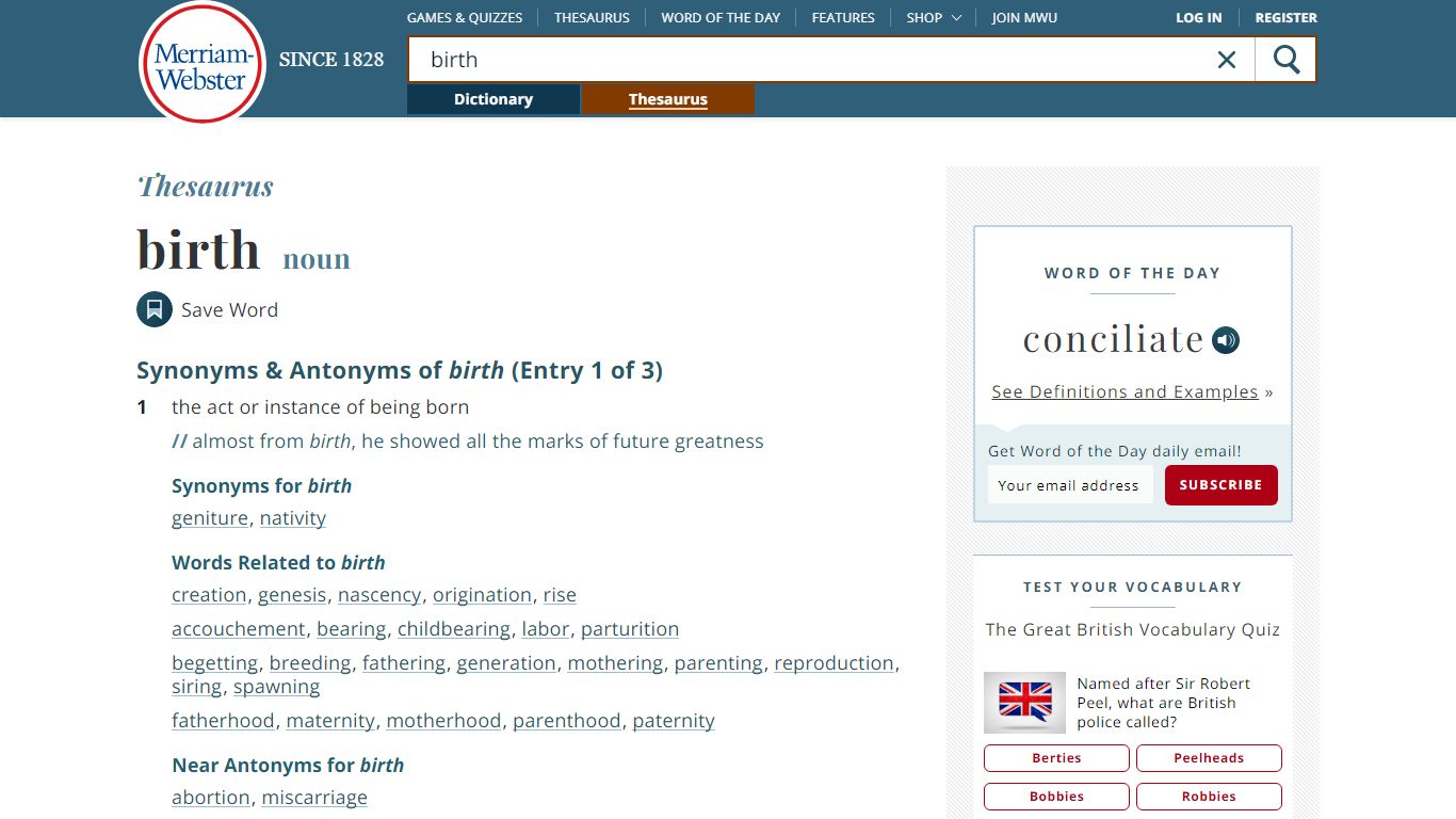 160 Synonyms & Antonyms of BIRTH - Merriam-Webster